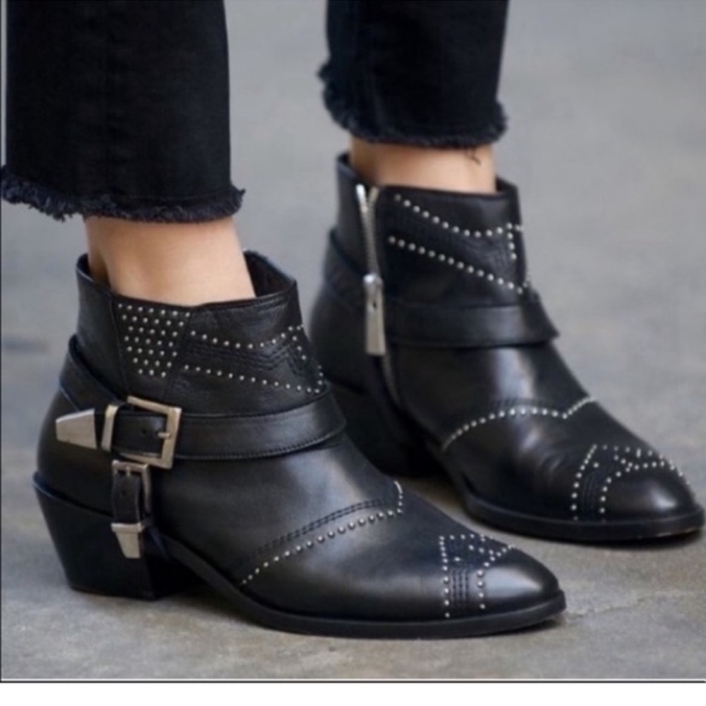 Anine Bing leather Bianca black studded booties